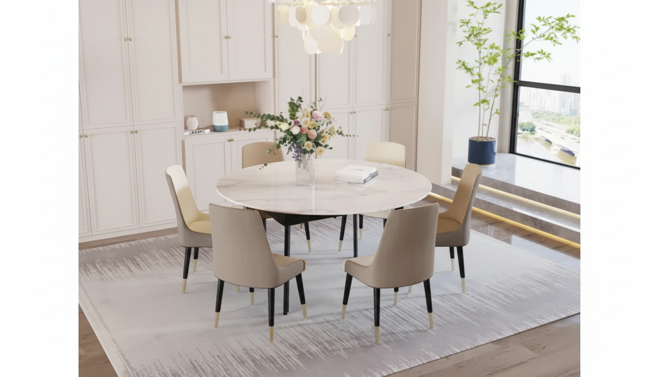 Round Extendable Dining Table Set: Space-Smart Hosting