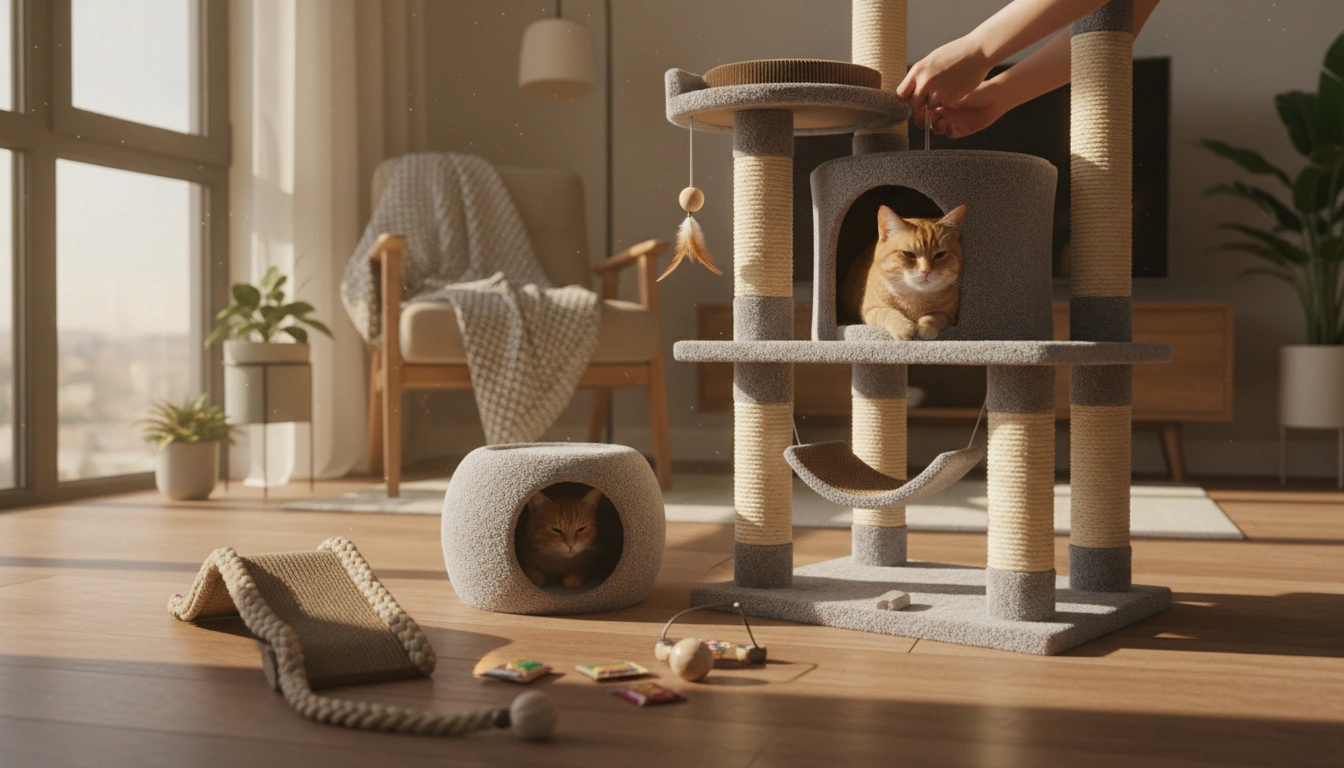 Cat Tower Add-Ons: Toys, Scratchers, Hides & Treats