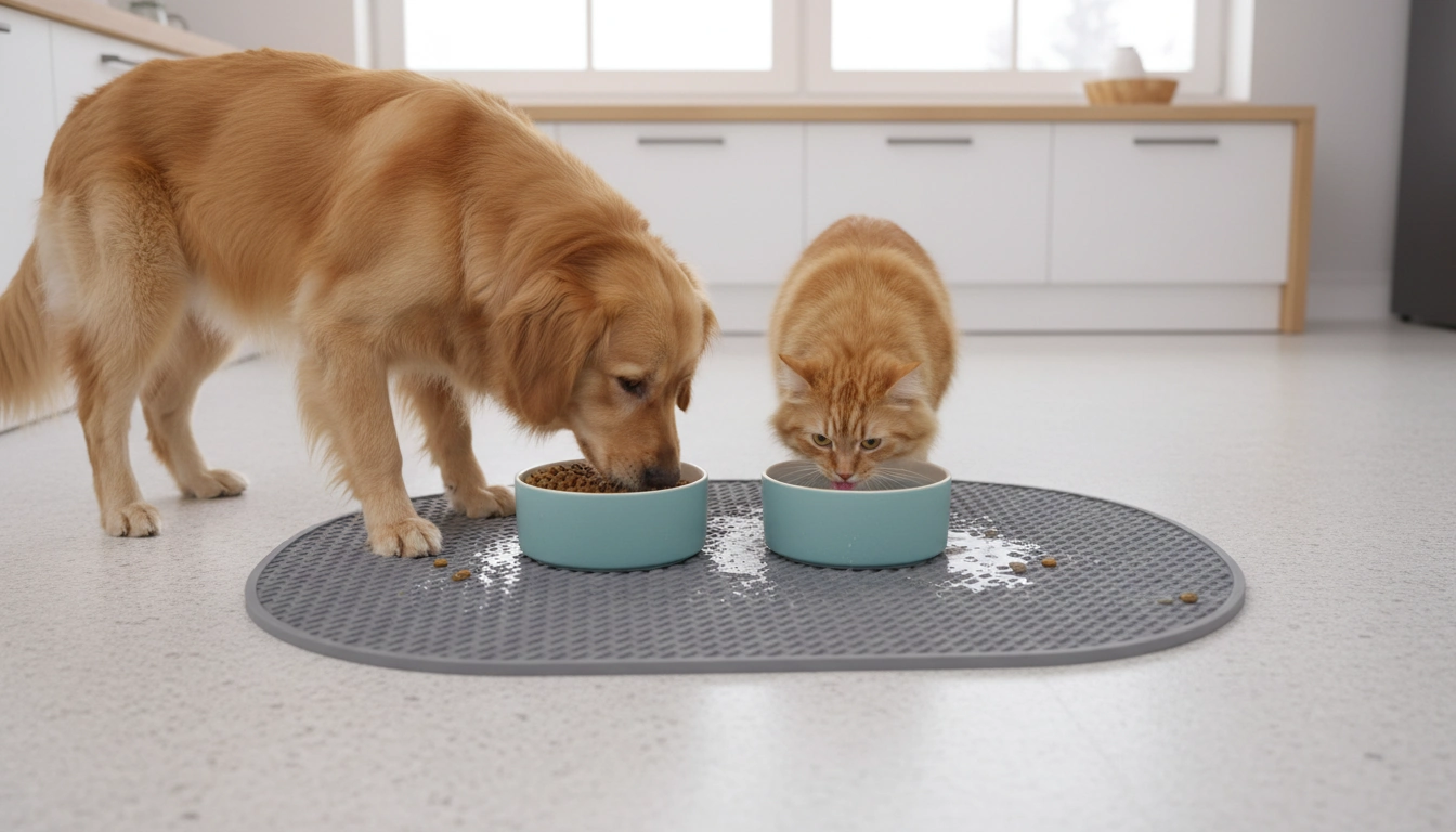 Silicone Pet Bowl Mat Size for Two Bowls (18–24 in)